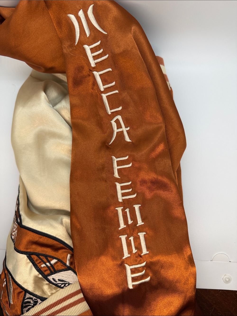 Mecca Femme Satin Sukajan Souvenir Jacket, Bronze/Ivory Geisha Embroidery - Picture 8 of 8